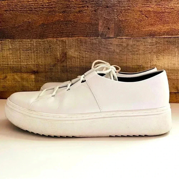 EILEEN FISHER Prescot Platform Sneaker Sz 8.5 In Snow Leather - Picture 2 of 7